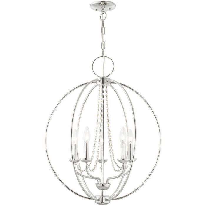 28" Five Light Dimmable Chandelier With Shades - Silver