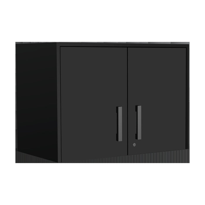Wall mounted Accent Cabinet With Four Shelves And Six Drawers - Black