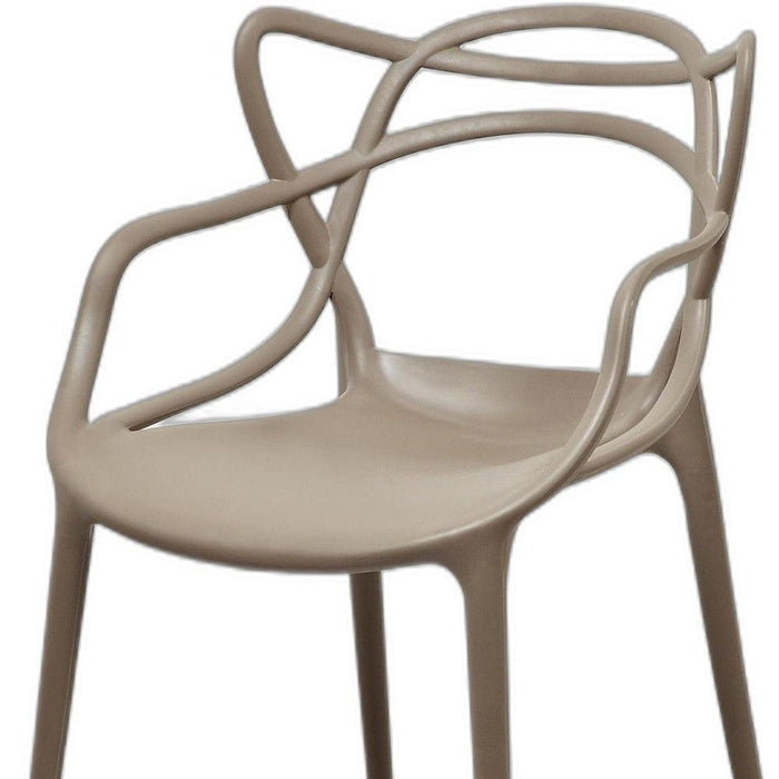 Heavy Duty Plastic Open Back Dining Arm Chairs (Set of 4) - Gray