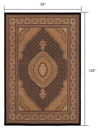 8' x 11' Medallion Power Loom Area Rug - Beige And Black