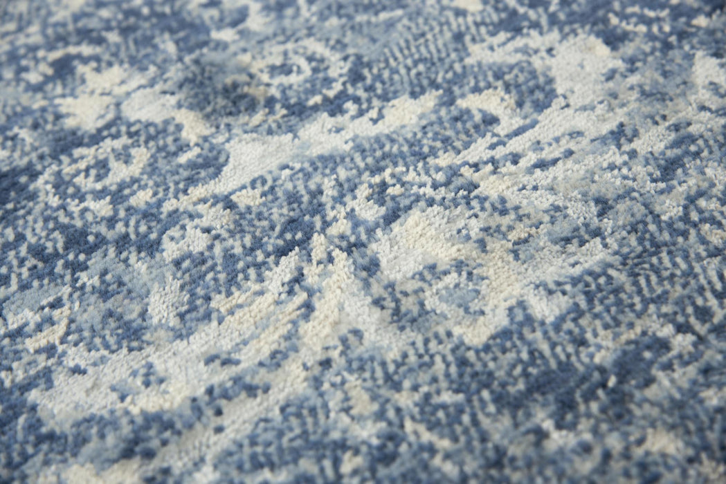 8' X 10' New Zealand Lambs Wool Oriental Hand Carved Handmade Area Rug (747595) - Blue / Gray / Beige / Ivory