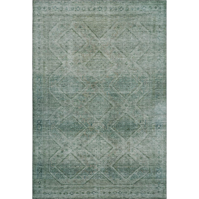 10' X 14' Geometric Washable Area Rug With UV Protection (716767) - Teal / Pale Aqua