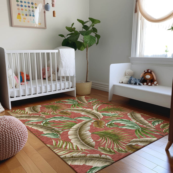 10' X 14' Geometric Washable Area Rug With UV Protection - Cinnamon