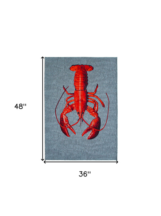 3' X 5' Abstract Washable Area Rug (552027) - Blue / Red