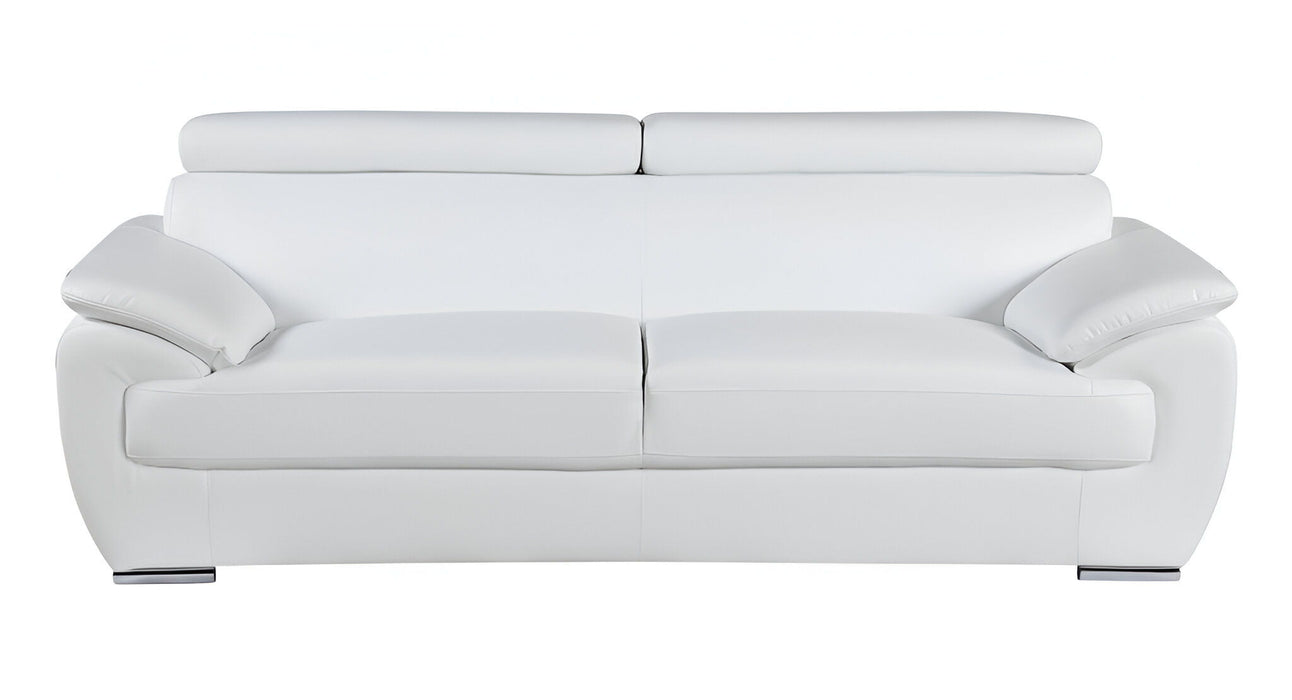 Leather Sofa With Silver Legs - White