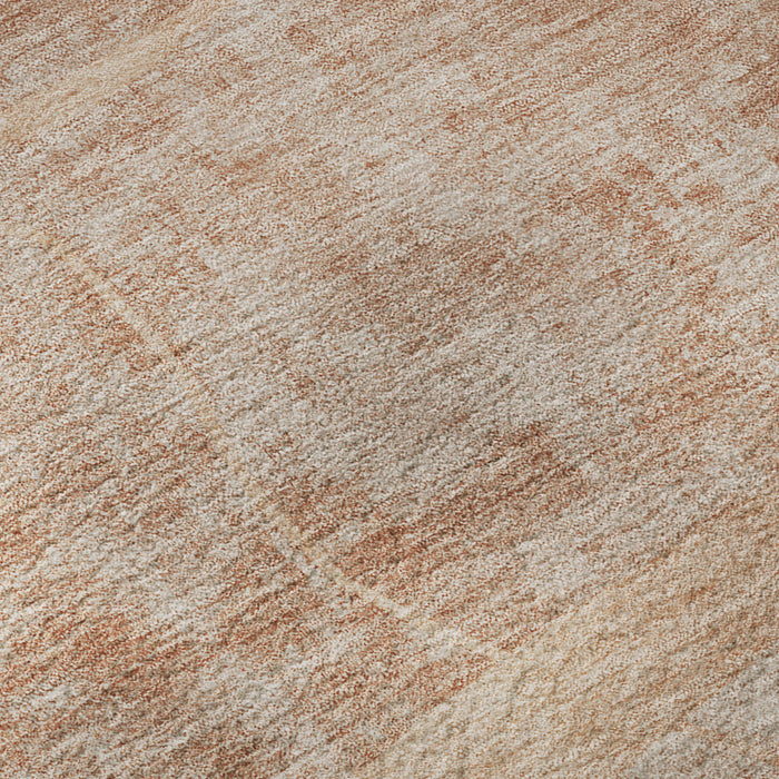 10' X 14' Abstract Geometric Washable Area Rug With UV Protection - Salmon And Ivory