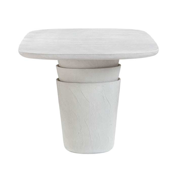 TOV Furniture Margot concrete dining table with faux plaster finish in light gray, suitable for indoor and outdoor use.