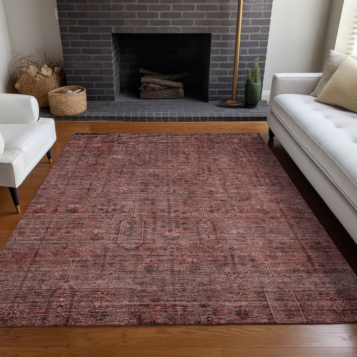 10' X 14' Southwestern Washable Area Rug With UV Protection - Rust And Gray