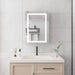 Silver Giga 20x28-inch wall-mounted bathroom medicine cabinet with LED mirror, anti-fog, dimmable lights, single door, storage shelves