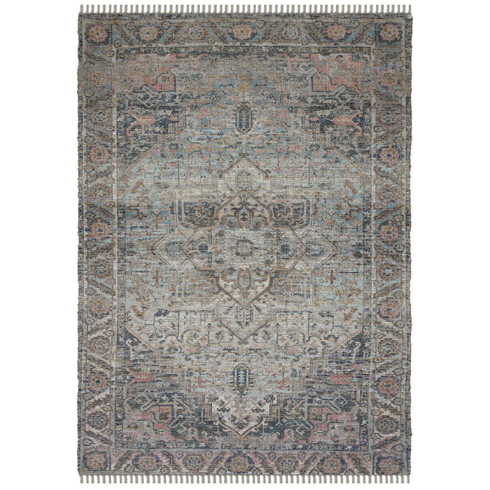 8' X 10' Oriental Hand Woven Area Rug With Fringe - Light Blue