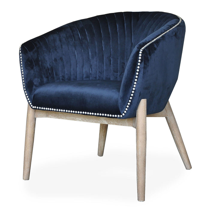 28" Velvet Arm Chair - Blue / Brown
