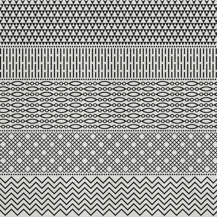 10' X 14' Striped Washable Area Rug With UV Protection (674826) - White / Black