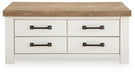 Rectangular cocktail table from Signature Design by Ashley® Savonport collection with a sleek wooden finish.