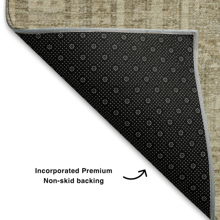 10' X 14' Geometric Washable Area Rug With UV Protection (708103) - Beige / Taupe