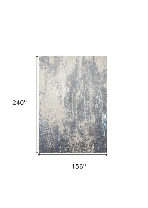 13' X 20' Abstract Area Rug - Gray Blue And Ivory