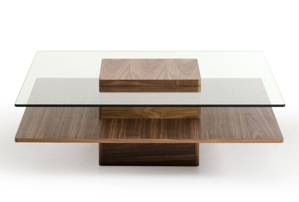 Glass Coffee Table With Shelf - Clear And Brown