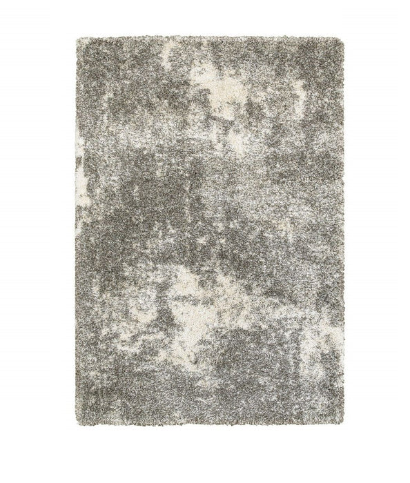 10' x 13' Distressed Abstract Area Rug - Gray And Ivory