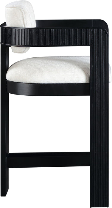 Sacha - Linen Stool With Black Base