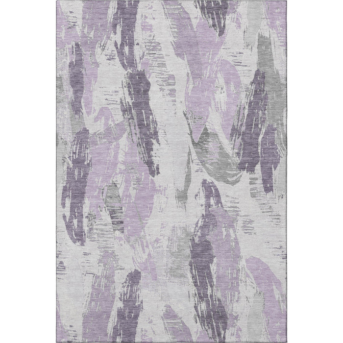 10' X 14' Abstract Washable Area Rug With UV Protection (694658) - Lavender / Ivory / Gray