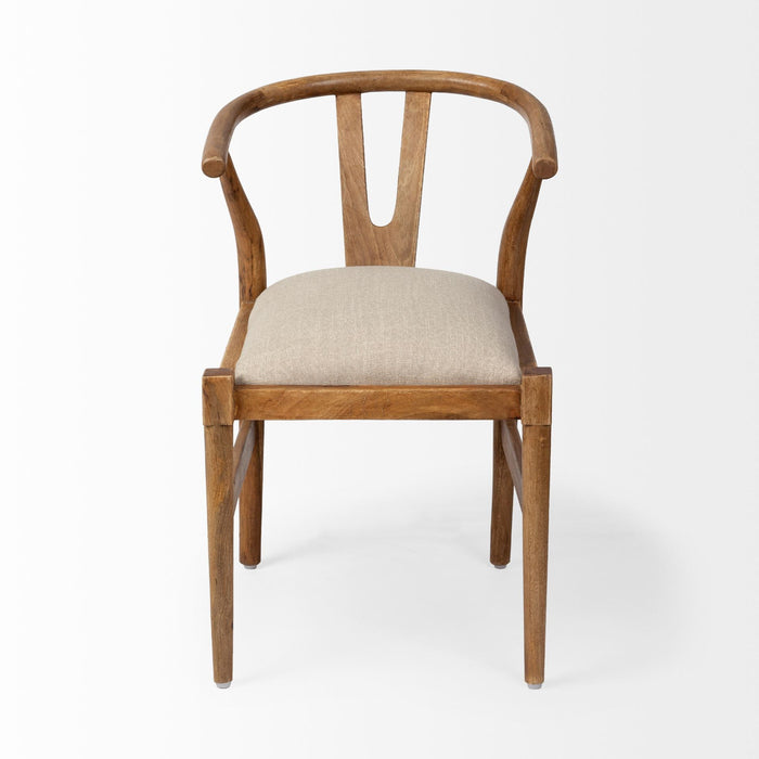 Upholstered Fabric Wishbone Back - Beige