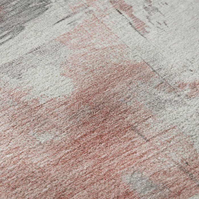 10' X 14' Abstract Washable Area Rug With UV Protection (697164) - Coral / Gray / Ivory