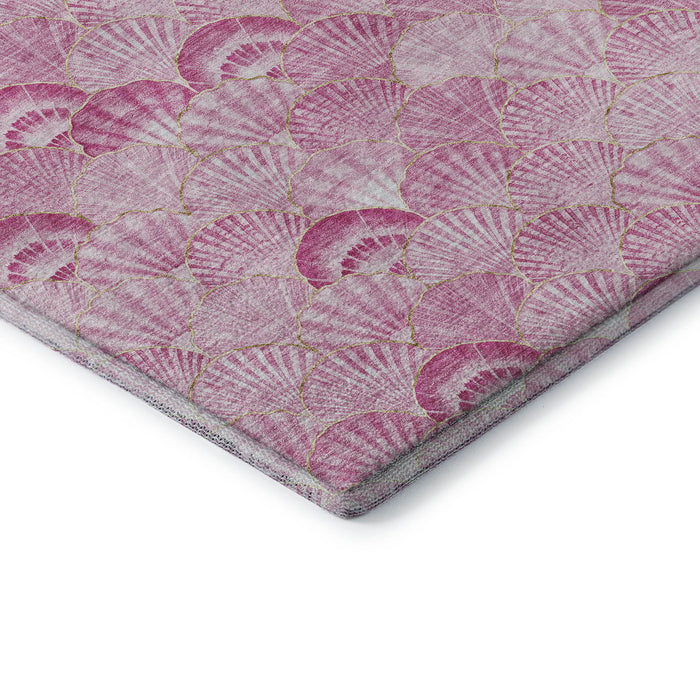 8' X 10' Geometric Washable Area Rug With UV Protection (645718) - Pink / Ivory