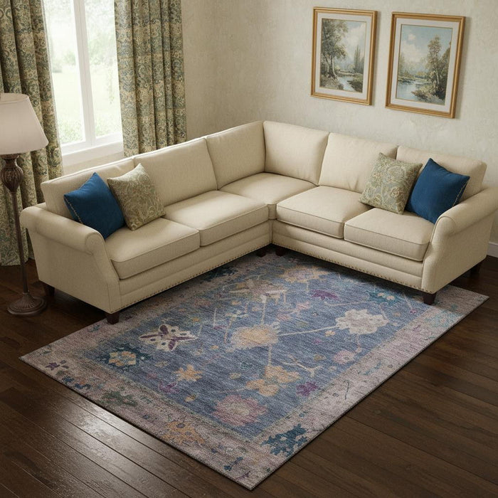 10' X 14' Oriental Washable Area Rug With UV Protection (714961) - Blue / Purple