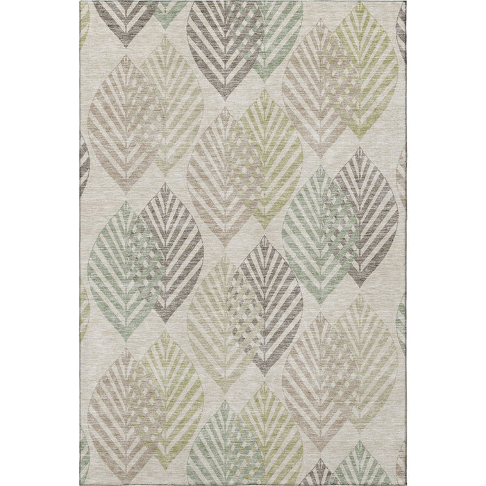 9' X 12' Transitional Floral Washable Area Rug With UV Protection - Beige