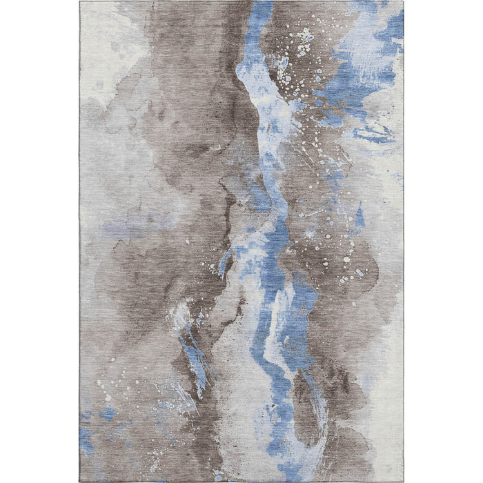 10' X 14' Abstract Washable Area Rug With UV Protection (697962) - Taupe / Blue / Ivory