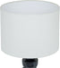 Meridian Furniture Opus table lamp with genuine marble base, linen textured fabric shade, and brass finish for elegant décor.