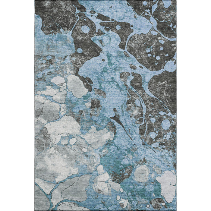 10' X 14' Abstract Washable Area Rug With UV Protection (707767) - Blue / Gray / Ivory