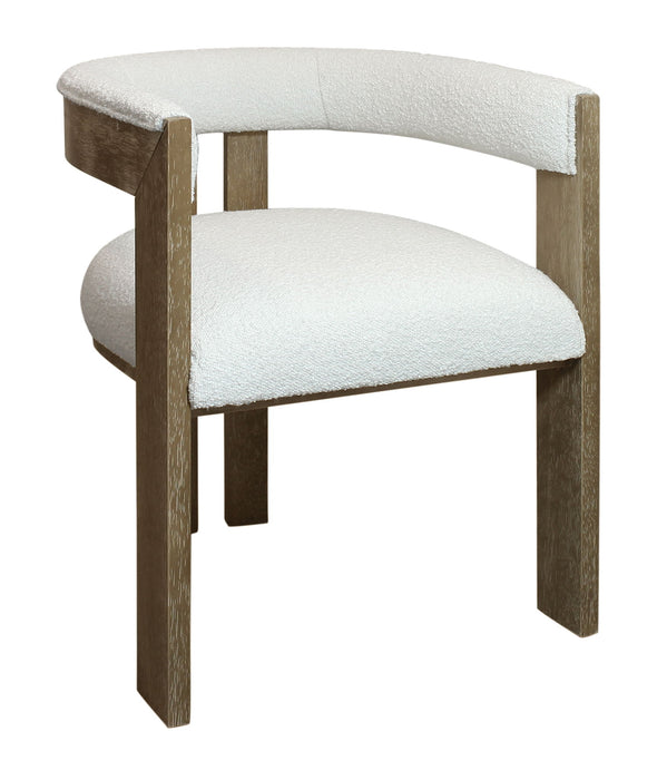 Upholstered Boucle Open Back Dining Arm Chair - Ivory