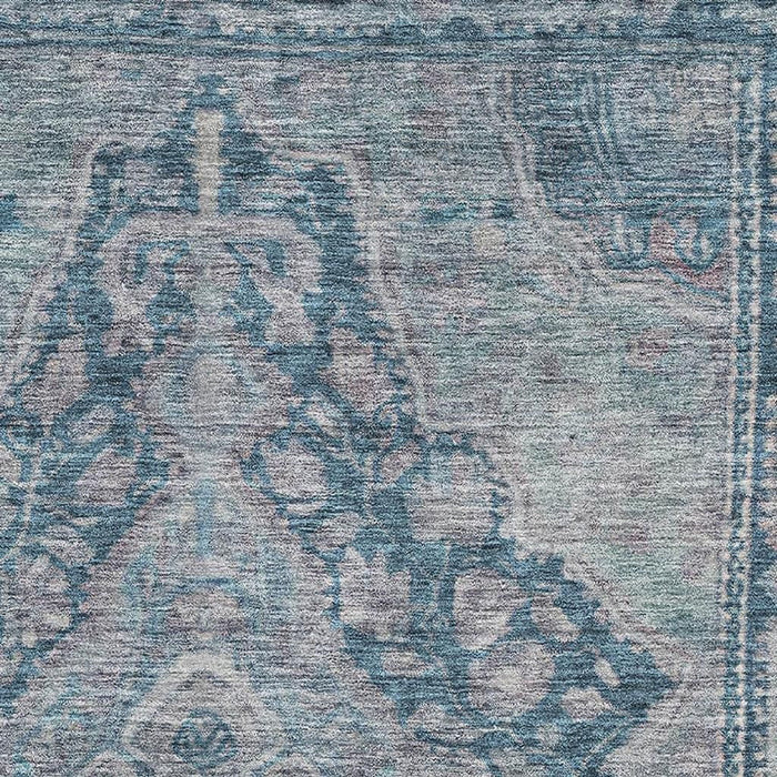 10' X 14' Oriental Washable Area Rug With UV Protection (700529) - Denim Blue / Gray
