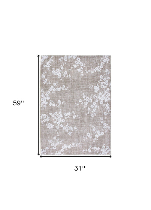 3' X 5' Oriental Washable Area Rug (548789) - Gray / White