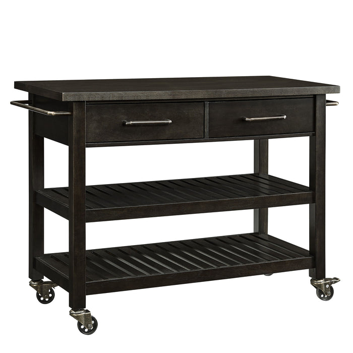 51" Rolling Kitchen Island With Storage - Brown