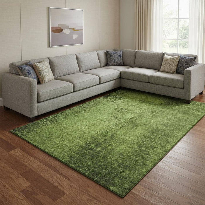 8' X 10' Abstract Washable Area Rug With UV Protection (648812) - Green / Gray