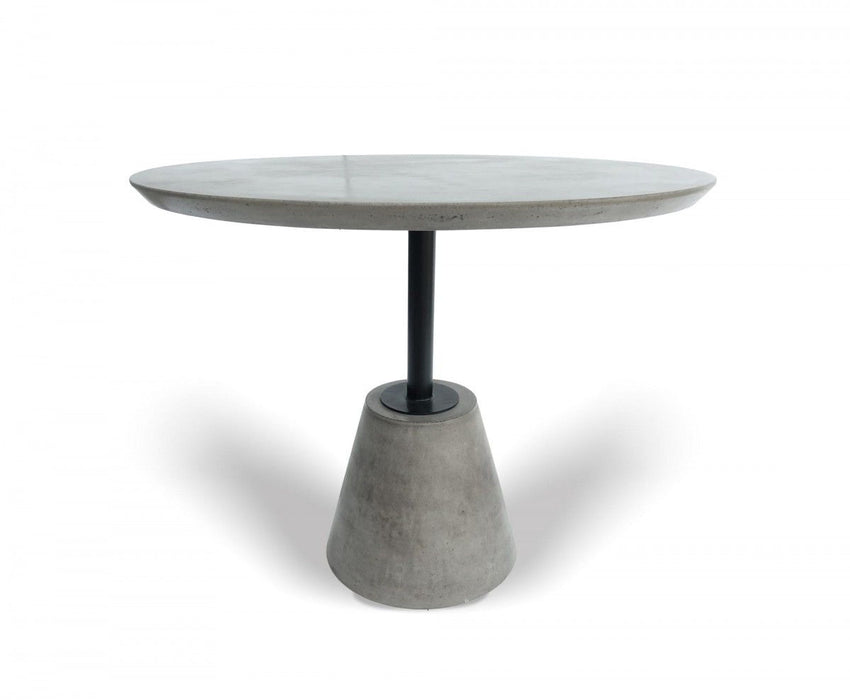 Concrete Pedestal Base Round Top Dining Table - Gray