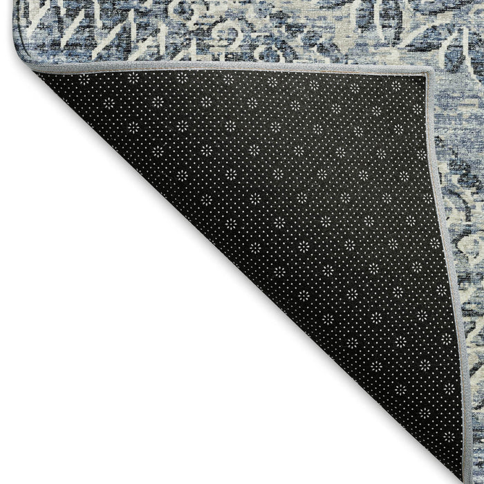 3' X 5' Medallion Washable Area Rug With UV Protection (644905) - Blue / Ivory