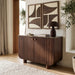 Mango wood sideboard by Meridian Furniture with sleek design and natural wood finish, featuring storage cabinets and modern style.