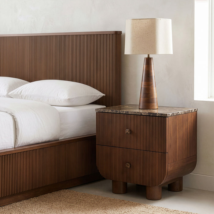 Mango wood accent nightstand from Meridian Furniture with a modern design, featuring a smooth top and storage drawer.