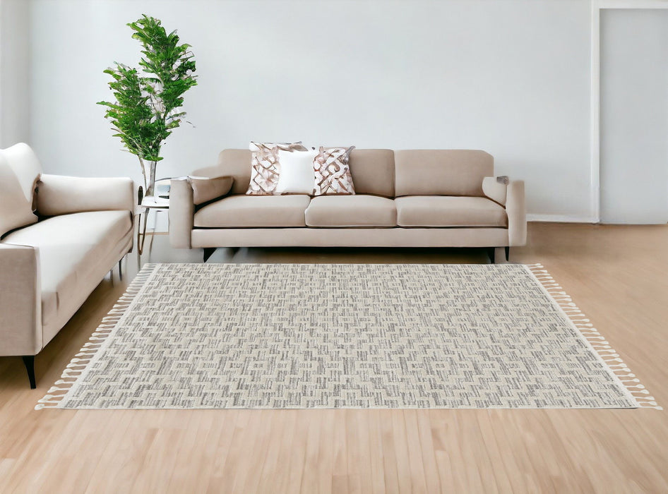 12' x 15' Geometric Area Rug - Ivory And Gray