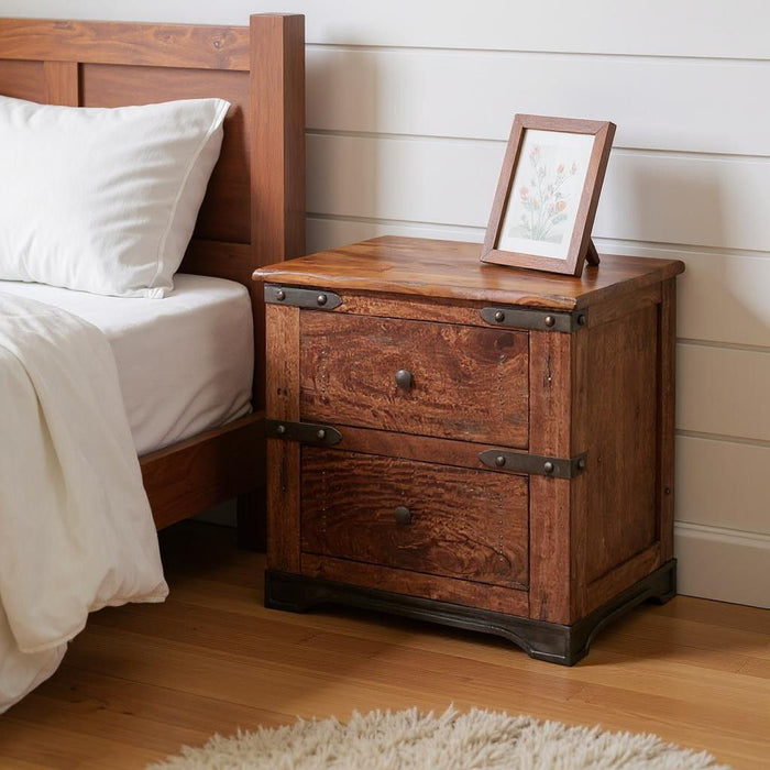29" Two Drawer Nightstand - Wood Brown