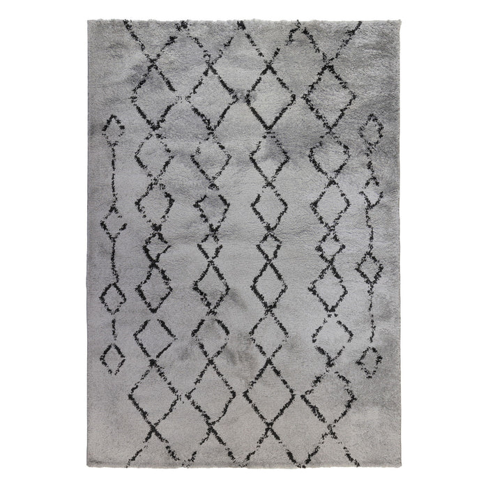 7' x 9' Geometric Shag Area Rug - Black And Gray