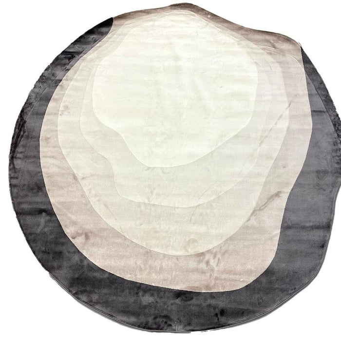 7' Abstract Round Rug (722646) - Black / Cream