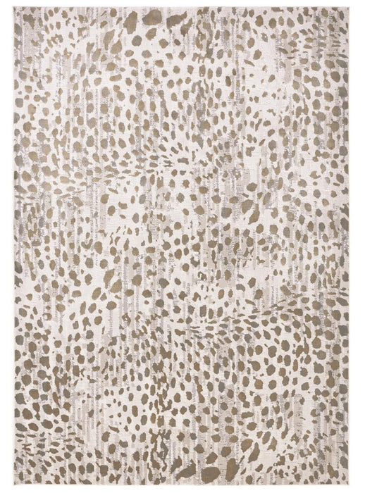 10' x 13' Abstract Stain Resistant Area Rug - Brown And Ivory