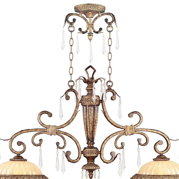 Two Light Metal Dimmable Chandelier With Shades - Gold