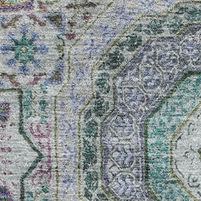 10' X 14' Medallion Washable Area Rug With UV Protection (708217) - Green / Blue / Gray