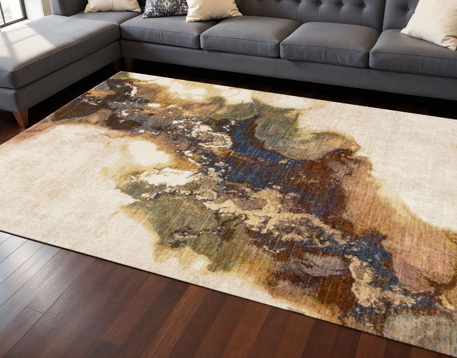 8' X 10' Abstract Area Rug (660240) - Beige / Blue / Brown