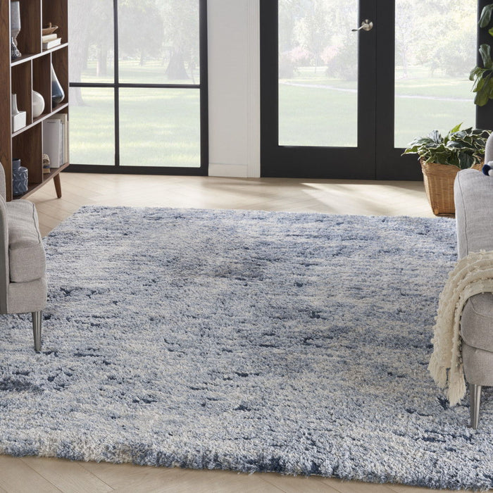 8' X 10' Transitional Abstract Shag Area Rug - Light Blue