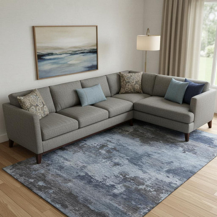 10' X 14' Abstract Washable Area Rug With UV Protection (717182) - Blue / Charcoal